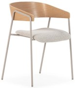 Svetlosivé/v prírodnej farbe čalúnené jedálenské kreslá v súprave s podrúčkami 2 ks Cora – MOME