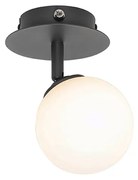 Moderné bodové svetlo čierne s opálovým sklom s vypínačom - Atény