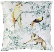 Biely vankúš s papagájmi Daintree - 45 * 45 cm