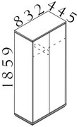 Vysoká šatníková skriňa Creator 83,2 x 44,5 x 185,9 cm, biela / antracit