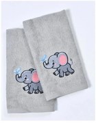 Uterák froté pre deti s výšivkou, Sloník, sivý, 30 x 50 cm