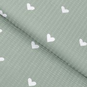 Goldea bavlnený krep - srdiečka na šalviovo zelenom 160 cm