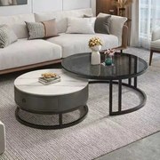 LuxuryForm DESIGN Konferenčný stolík AMARO 80 / 60 cm – biely mramor / sklo (set 2 ks)