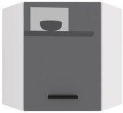 Kuchynská skrinka Belini horná rohová 60 cm šedý lesk INF SGN60/2/WT/S/0/B1