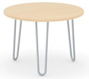 Okrúhly konferenčný stôl SPIDER, priemer 60 cm, sivo-strieborná podnož, buk