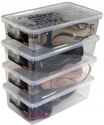 Súprava 4 ks úložných boxov na topánky s vekom, na dámske BARBIE 5 l – 19 x 34 x 10 cm