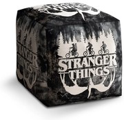 Taburet Cube Stranger Things White, čierna / biela