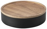 Čierny kovový úložný box s vekom ø 22x6 cm Rin – YAMAZAKI