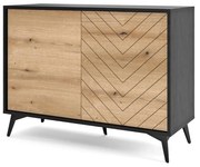 KOMODA PHILIPPE II ČIERNA / DUB EVOKE 104 cm