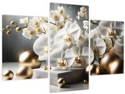 Obraz - Orchidea a zlaté gule (90x60 cm)