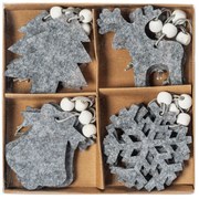 Sada 16 ks vánočních ozdob na stromeček Pablo šedá