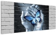 Obraz - Motýľ na stene (120x50 cm)