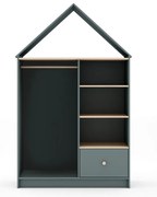 Otvorená detská šatníková skriňa sivozelená 110x180x45 cm Estefania – Marckeric