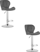 Sada 2 barových stoličiek WEST  zamatová sivá / chrómová podnož