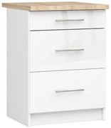 Spodná kuchynská skrinka s doskou OLIWIA S60 3SZ biela, lesk