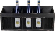 Čierna antik nástenná polica na víno Baesta - 60*13*28 cm