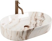 Rea Nadia, umývadlo na dosku 610x385x120 mm, imitácia kameňa - Marrone, REA-U9239