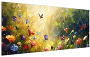 Obraz - Jarná kvetinová lúka, maľba (120x50 cm)