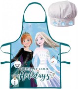 Vianočná zástera s kuchárskou čiapkou Ľadové kráľovstvo - Frozen - 2 diely - pre deti 3 - 8 rokov