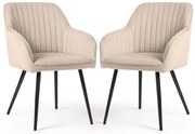 Sada dvoch jedálenských stoličiek FLORENCE zamatové, béžové / čierne nohy (2 ks)