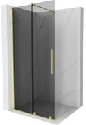 Mexen Velar, sprchová zástena s posuvnými dverami Walk-in 70 x 200 cm, 8mm šedé sklo, zlatá matná, 871-070-000-43-55