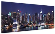 Obraz - Osvetlené New Yorské mrakodrapy (120x50 cm)