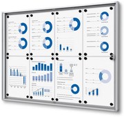 Interiérová vitrína Economy 8 x A4 - plechová zadná stena, hliník