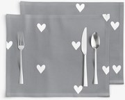 Goldea prestieranie na stôl 100% bavlnené plátno - srdiečka na sivom - sada 2ks 30 x 40 cm