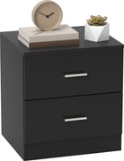 HOMCOM moderný nočný stolík s 2 zásuvkami, doplnkový stolík do spálne alebo obývačky, 45 x 39,5 x 49 cm, čierny | Aosom