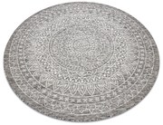 Šnúrkový okrúhly koberec SIZAL LOFT 21207 BOHO Mandala, slonovinová kosť - sivý