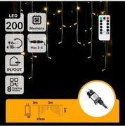 Aigostar - LED vonkajší vianočný reťaz 200xLED/6W/230V/8 funkcií 3x1m IP44 teplá biela+DO
