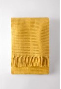 Žltý pléd s vafľovým vzorom Euromant Waffle, 140 x 180 cm