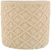 Béžový cementový kvetináč s drhaným vzorom Ibiza Macrame - Ø30*28 cm
