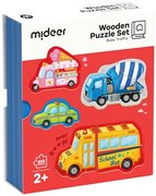 Mideer Drevené puzzle v knihe Doprava 18ks