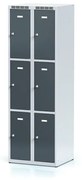 Alfa 3 Šatníková skrinka s úložnými boxami, 6 boxov, 1800 x 600 x 500 mm, otočný zámok, tmavosivé dvere