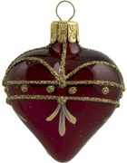 Bella Rose Sklenená vianočná ozdoba Srdce Burgundy Lesk