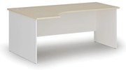 Rohový kancelársky písací stôl PRIMO WHITE, 180x120 cm, ľavý, biela/breza