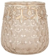 Ružový sklenený svietnik na čajovú sviečku - Ø 10*10 cm