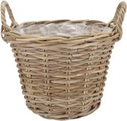 Ratanový kvetináč /kôš s ušami Kuboo grey L - Ø 30*24/29 cm