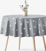 Goldea okrúhly obrus 100% bavlnené plátno - srdiečka na sivom Ø 100 cm