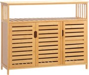 HOMCOM 3-dverový bambusový komoda so policami pre obývaciu izbu a jedálne 100x35x82 cm | Aosom