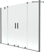 Mexen Velar Duo, 2-krídlová posuvná vaňová zástena 180 x 150 cm, 8mm číre sklo, brúsený grafit, 896-180-000-02-95