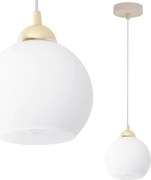 Závesné svietidlo Eliza, 1x biele sklenené tienidlo, g/be