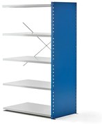 Policový kovový regál MIX, prídavná sekcia, 1740x1000x600 mm, modrá, šedá