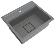 Gamma Quadro 5850, 1-komorový granitový drez 580x495x220 mm, šedá, GMA-ZLE000233