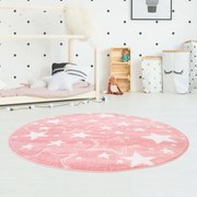 Dekorstudio Okrúhly detský koberec BEAUTY Ružové hviezdy