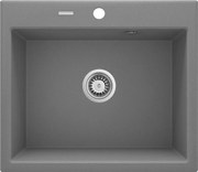 Deante Andante, granitový drez 600x520x210 mm + priestorovo úsporný sifón, 1-komorový, šedá, ZQN_S103