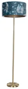 Stojacia lampa mosadz s plyšovým tienidlom s dizajnom rýb 50 cm - Simplo