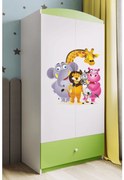 Detská skriňa Babydreams 90 cm ZOO zelená