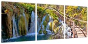 Obraz - Vstup na vodopády (s hodinami) (90x30 cm)